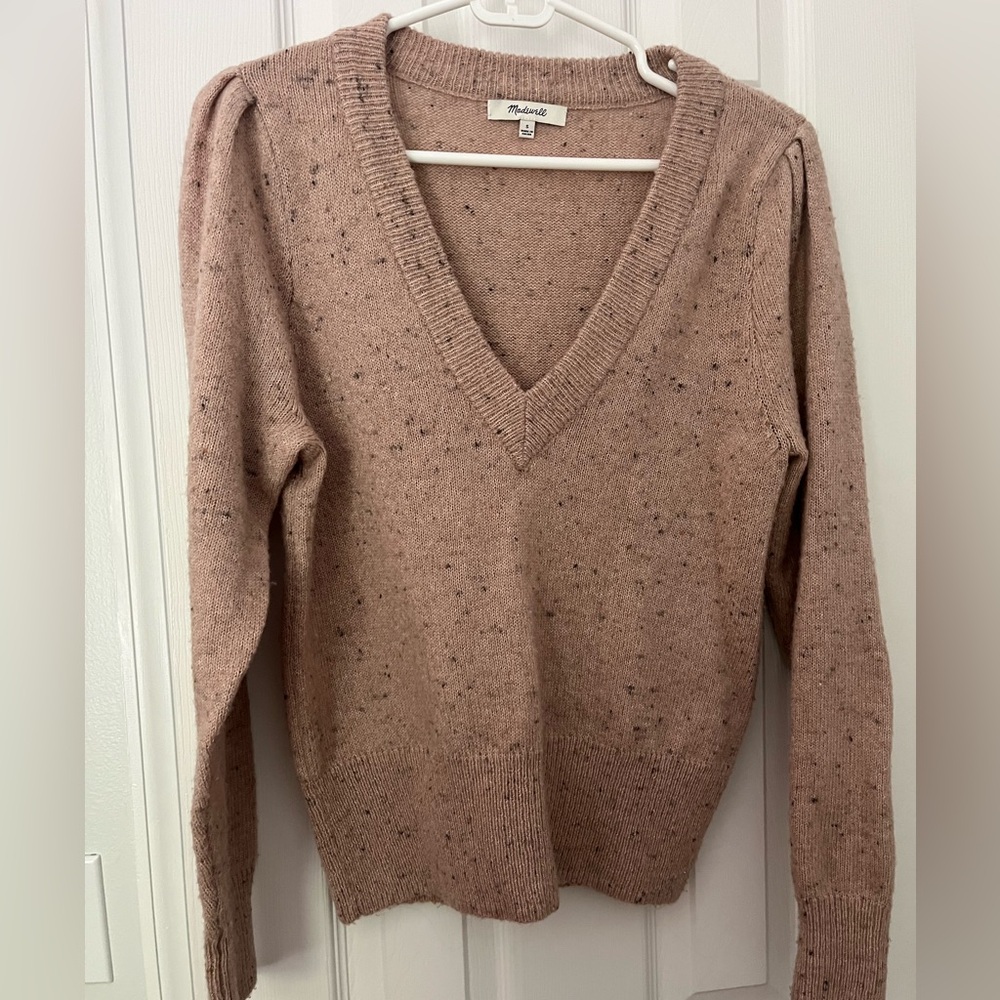 Madewell V Neck Sweater Donegal Pink